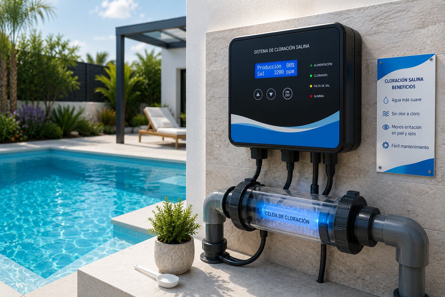 Venta e instalación de sistemas de cloración salina para piscinas en Murcia